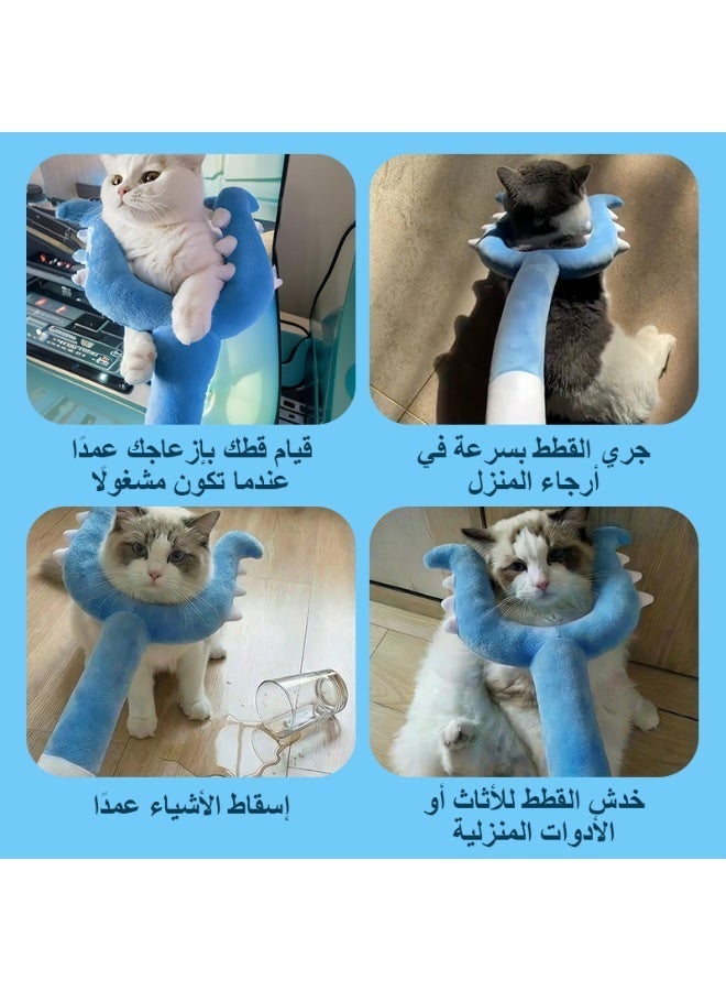 LAPET Plush Cat Wand Toy with Clamp Design - Novelty Interactive Teaser Stick for Indoor Cats, Soft Cotton Pet Play Toy, Fun Pet Gag Gift Small Medium Puppies Kittens Dogs (Blue) - Image 5